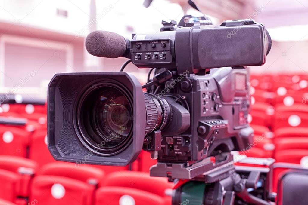 Television broadcast from the theater. Professional digital video camera.