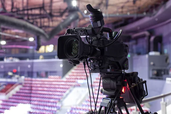 TV camera for broadcast hockey — Stock Photo, Image