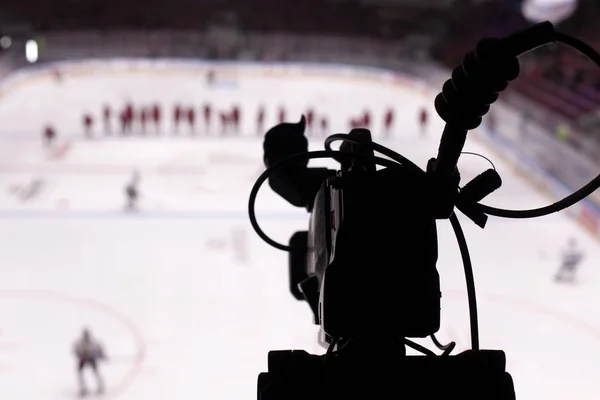 Telecamera per hockey broadcast — Foto Stock