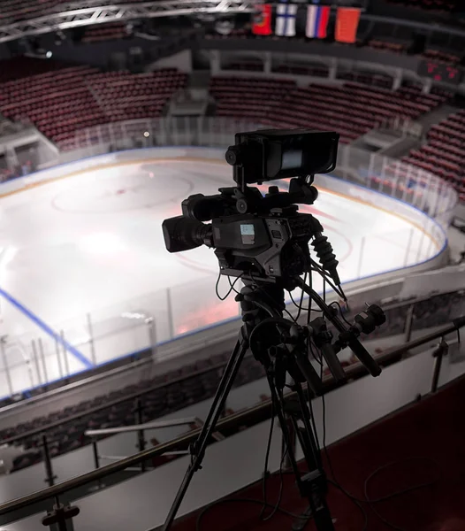 TV camera for broadcast hockey — Stock Photo, Image