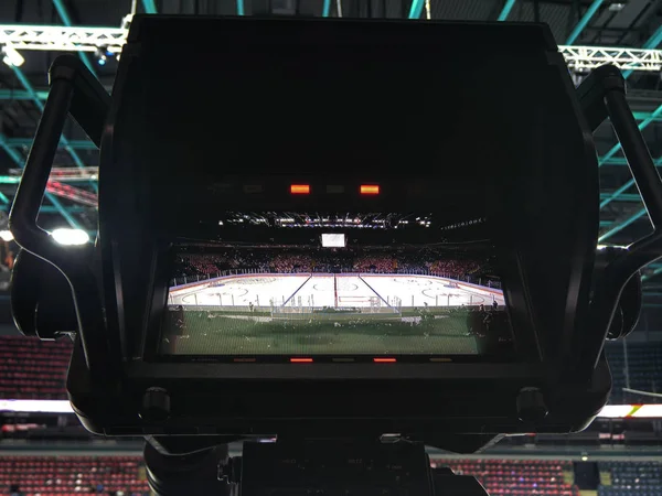 TV camera for broadcast hockey — Stock Photo, Image