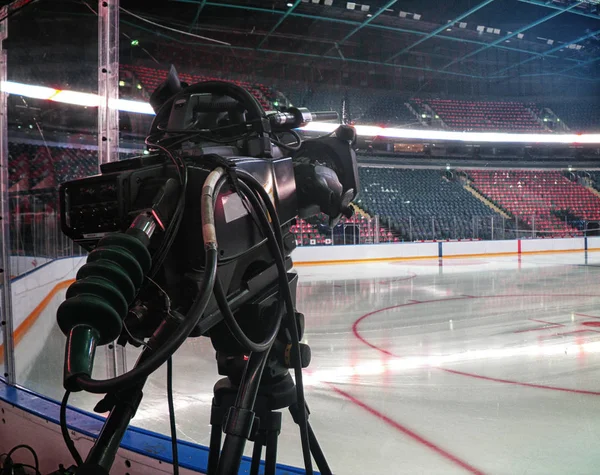 Telecamera per hockey broadcast — Foto Stock