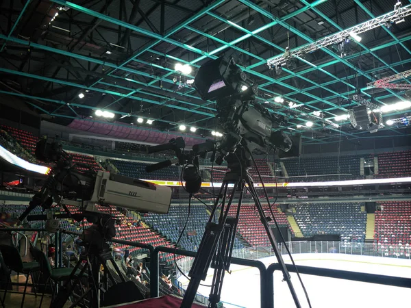 TV-kamera för broadcast hockey — Stockfoto