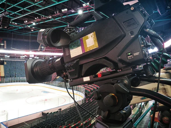 TV camera for broadcast hockey — Stock Photo, Image