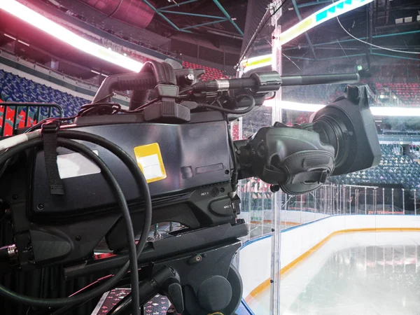 TV camera for broadcast hockey — Stock Photo, Image