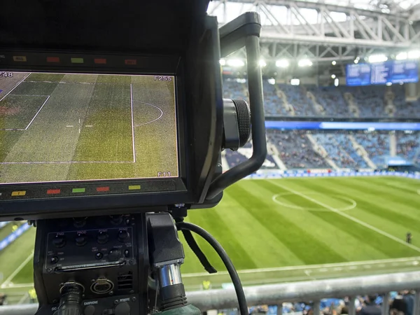 La TV al calcio. Videocamera digitale professionale. Fotografia Stock