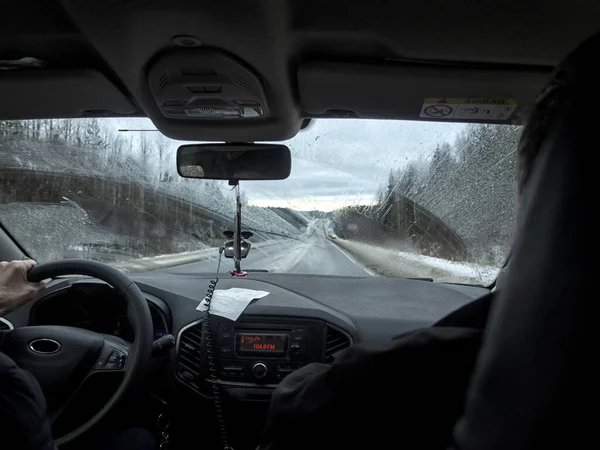 Driving Russian Road Rural Landscape Road Car Autotravel — Stock Photo, Image