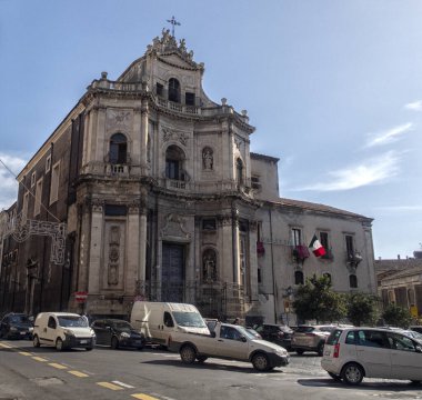 Sicilya 'daki tarihi şehir Catania' ya bakın. İtalya.