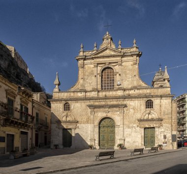 Sicilya 'daki tarihi şehir Modica' ya bakın. İtalya.