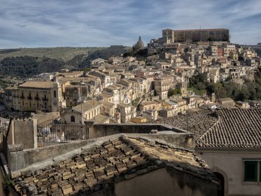 Sicilya 'daki tarihi şehir Ragusa' ya bakın. İtalya.