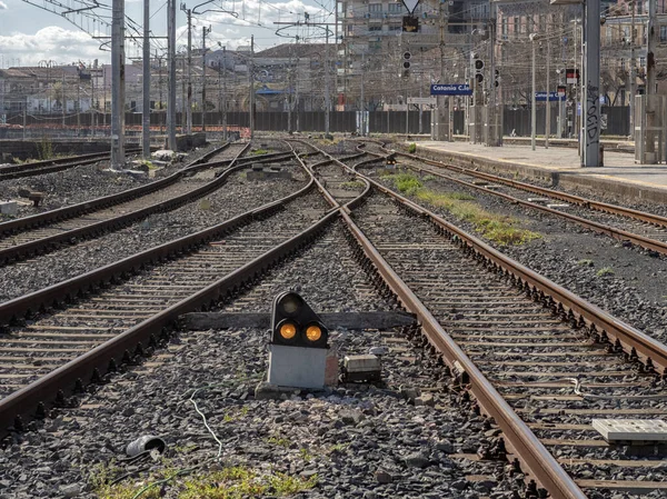 Вид Железнодорожные Пути Железнодорожный Транспорт — стоковое фото
