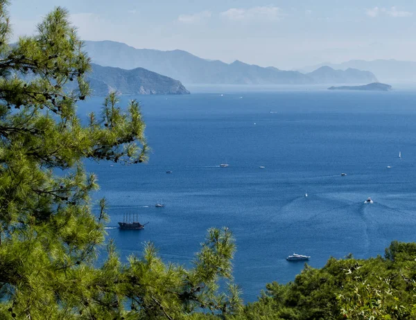 Seascape Panorama Marmaris Emturquia Bela Costa Mar Mediterrâneo — Fotografia de Stock
