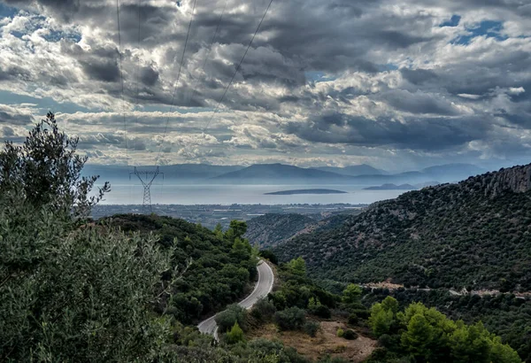 Yunanistan Deniz Manzarası Mora Yarımadası Güzel Sahil Akdeniz — Stok fotoğraf