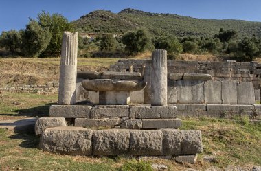 Yunanistan 'ın güneyindeki Messini arkeoloji sahasının panoramik görüntüsü