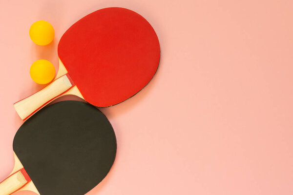 Tennis ping pong rackets with balls