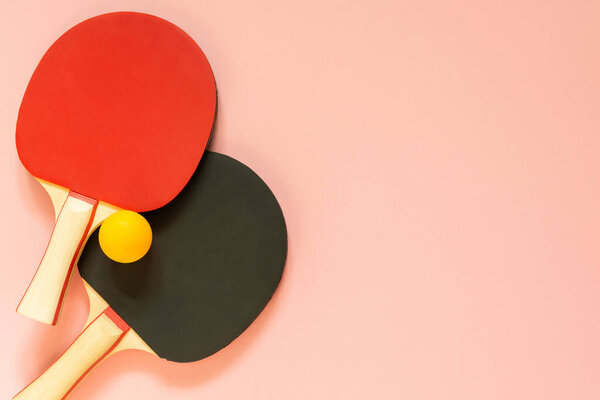 Tennis ping pong rackets with ball