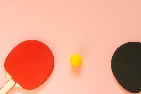 Tennis ping pong rackets with ball