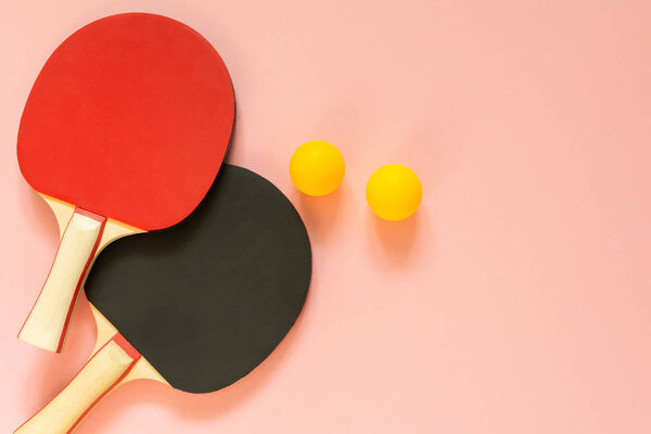 Tennis ping pong rackets with balls
