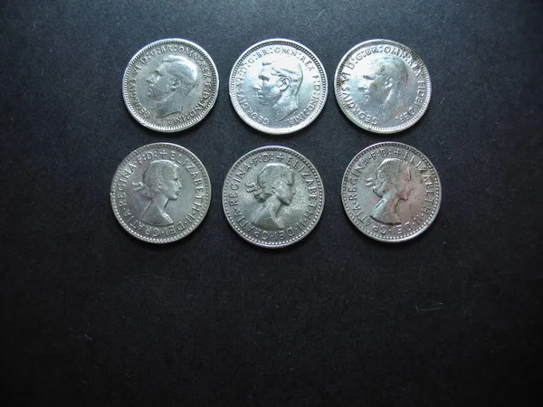 Monedas de plata australianas vintage . —  Fotos de Stock