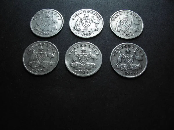 Vintage australiensiska silvermynt. — Stockfoto