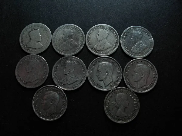 Vintage Αυστραλίας ασημένια νομίσματα. — Φωτογραφία Αρχείου