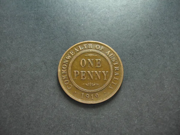 Vintage pre-decimale Australian One Penny koperen munt. — Stockfoto