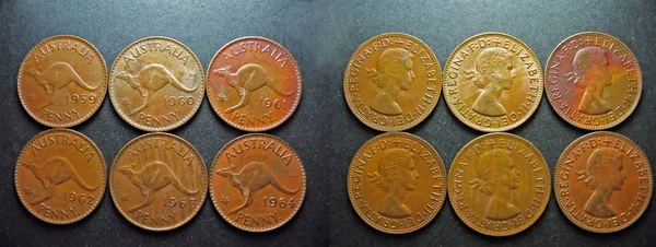 Moedas Vintage cobre Australian Penny . — Fotografia de Stock