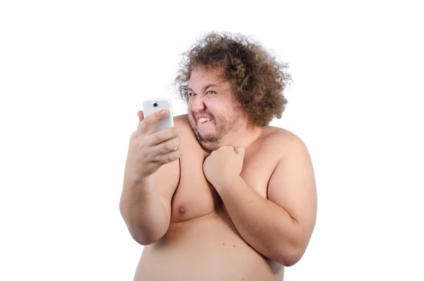 脂肪の男と selfie. — ストック写真