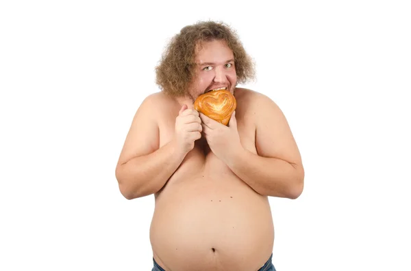 Веселый голый парень с булочкой . — стоковое фото