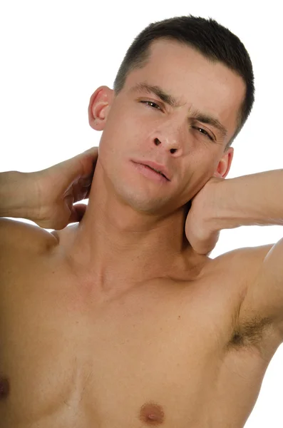 Massage. Pijn in de nek. — Stockfoto