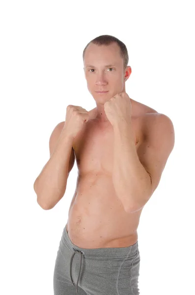 Lucha y puños. Hombre atractivo sin camisa . —  Fotos de Stock