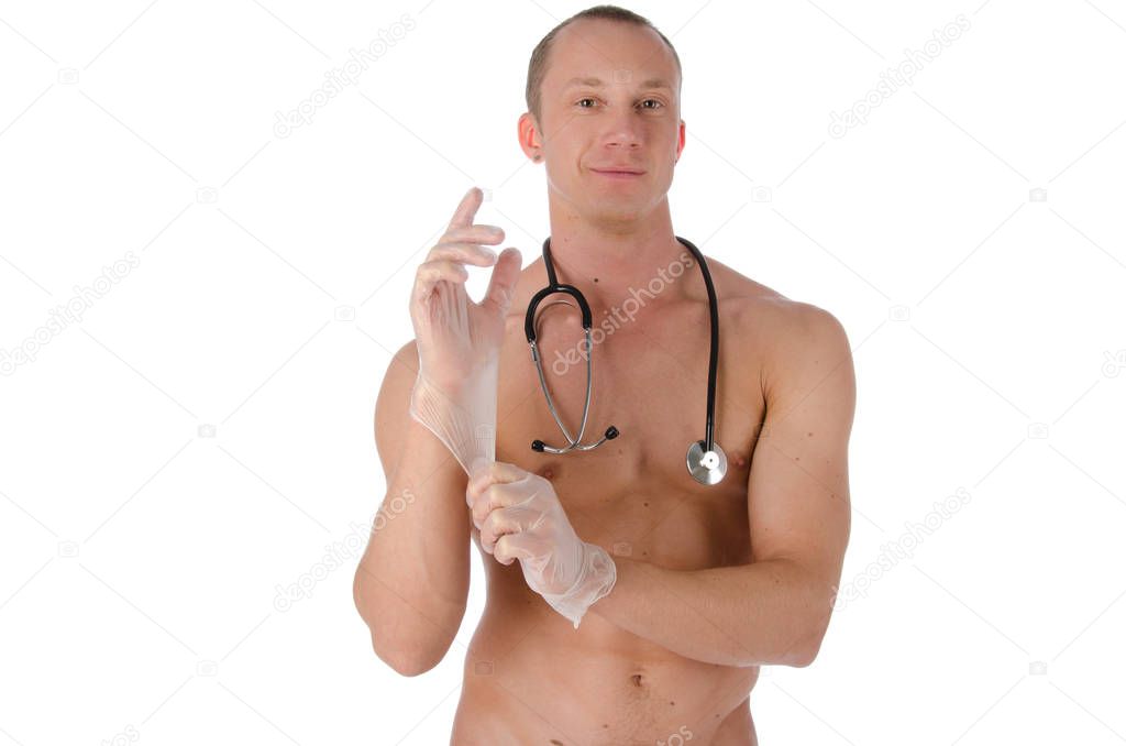 Sexy doctor in latex gloves
