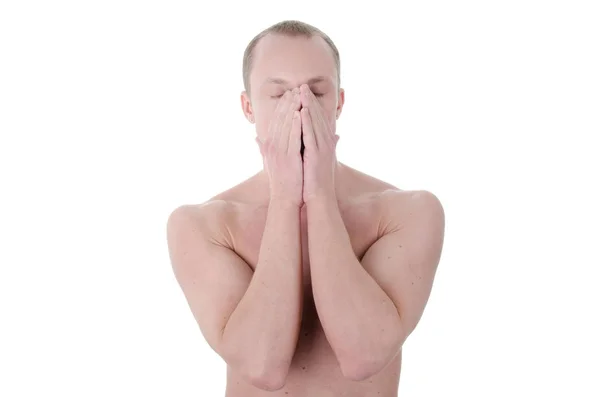 Homem sem camisa chorando . — Fotografia de Stock