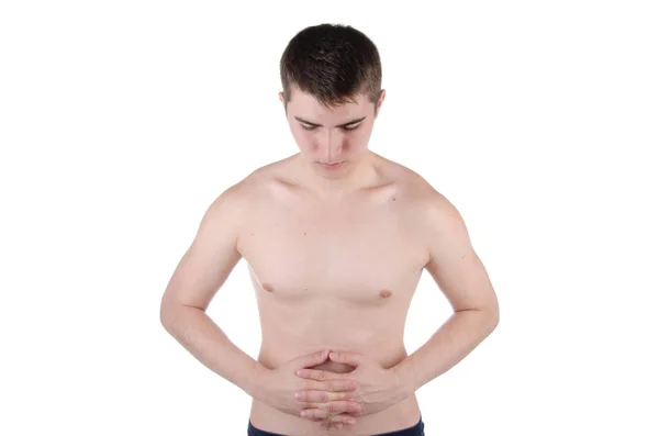 Young guy  and abdominal pain. — Stock Photo, Image