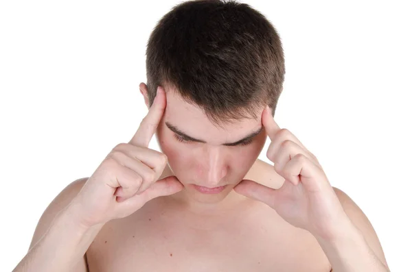 Student and hangover. Young guy and headache. — Stock Photo, Image