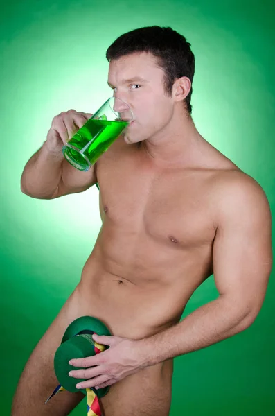 St. Patrick's day. Sexy guy with a beer.