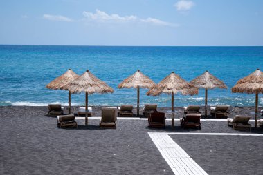 Yunanistan. Santorini. Siyah beach.