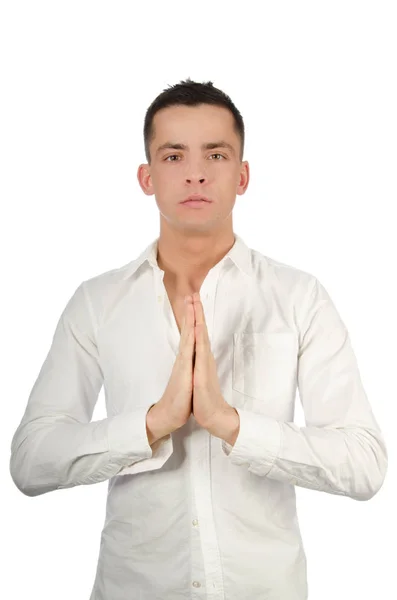 Echte Mannelijke Schoonheid Rust Ontspanning Yoga Meditatie — Stockfoto