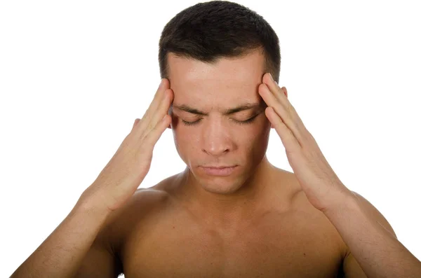 Stress Pijn Hoofd Van Deelneming Van Jonge Man Pijn Wanhoop — Stockfoto