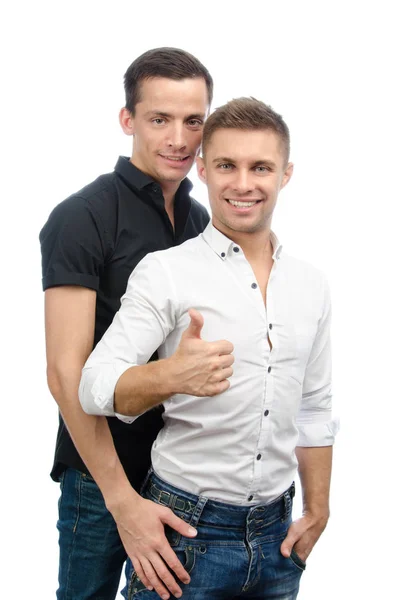 Добре Два Сексуальний Хлопці Любові Взаємин Білий Фон — стокове фото