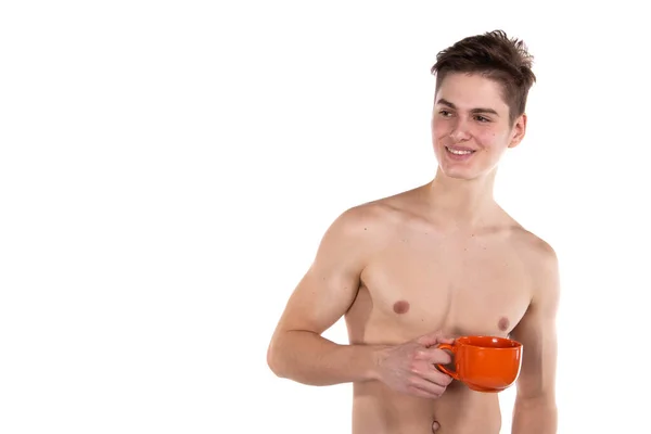Morning White Background Young Attractive Guy Stock Image
