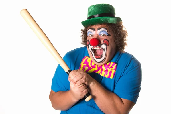 Holidays Funny Fat Clown White Background — Stock Photo, Image