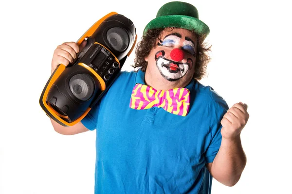 Vakantie Grappige Dikke Clown Witte Achtergrond — Stockfoto