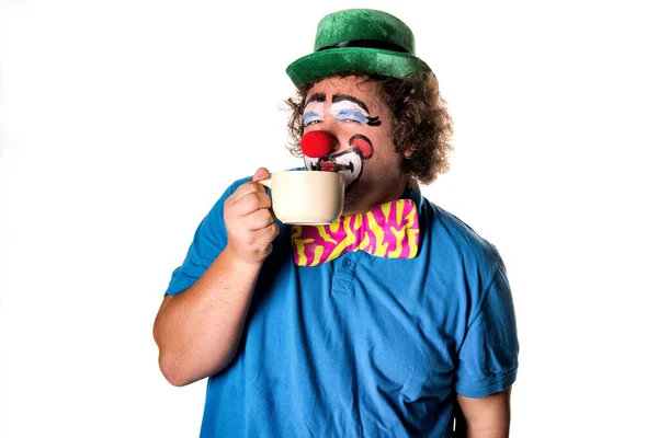 Vakantie Grappige Dikke Clown Witte Achtergrond — Stockfoto