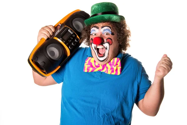 Vakantie Grappige Dikke Clown Witte Achtergrond — Stockfoto