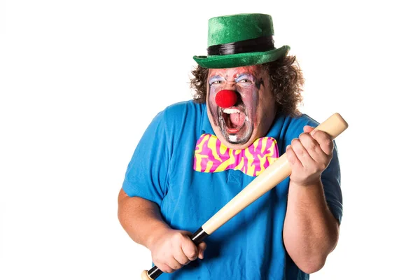 Helgdagar Lustig Fet Clown Vit Bakgrund — Stockfoto