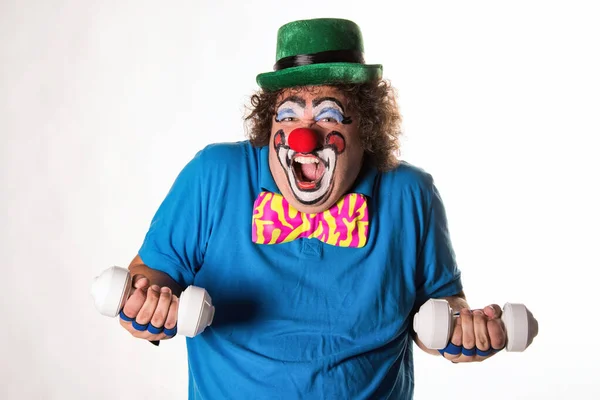 Helgdagar Lustig Fet Clown Vit Bakgrund — Stockfoto