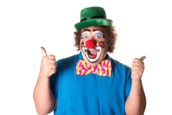 Helgdagar Lustig Fet Clown Vit Bakgrund — Stockfoto
