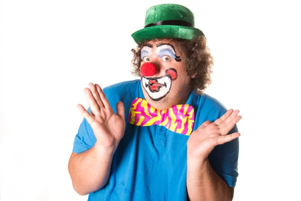 Des Vacances Drôle Gros Clown Fond Blanc — Photo