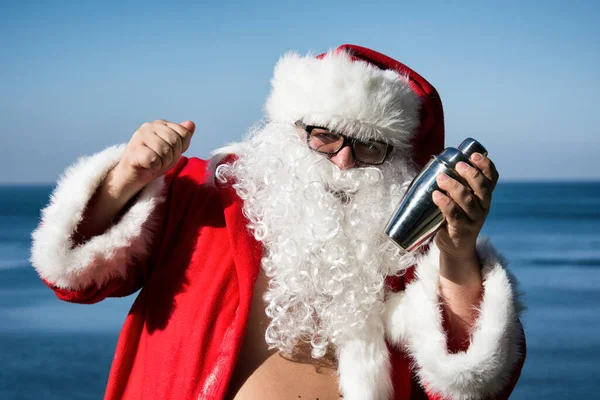 Funny Santa Claus Wine — Stock Photo, Image